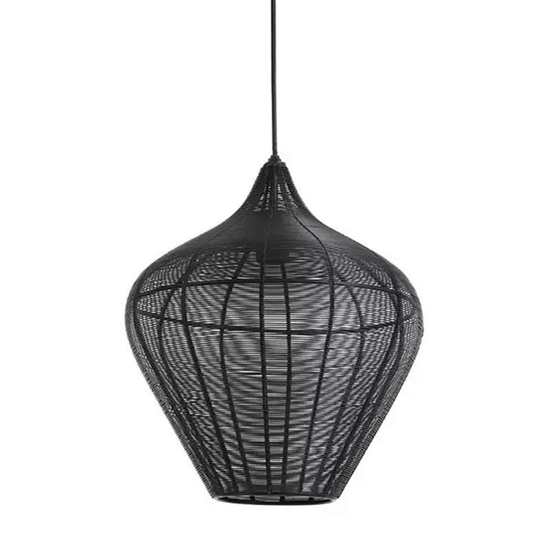 Подвесной светильник в форме купола с плетеным металлическим абажуром Wicker Iron Lamp Черный Подвесной светильник в форме купола с плетеным металлическим абажуром Wicker Iron Lamp Черный в Волгограде | Loft Concept