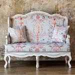 Двухместный диван из массива бука серый с растительным орнаментом Raffael Blue Grey Sofa варинант исполнения - 10 | Loft Concept в Волгограде