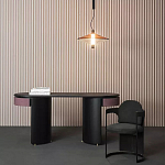 Дизайнерский письменный стол овальной формы с 2-мя выдвижными ящиками по бокам Parsec варинант исполнения - 1 | Loft Concept в Волгограде