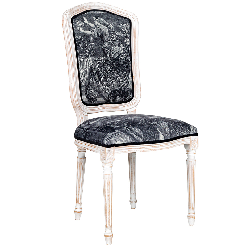 Стул Blois Stool Черно-белый Белый винтажная патина Стул Blois Stool Черно-белый Белый винтажная патина в Волгограде | Loft Concept