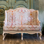 Двухместный диван из массива бука серый с растительным орнаментом Raffael Blue Grey Sofa варинант исполнения - 7 | Loft Concept в Волгограде