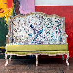 Диван из натурального бука бежевый с изображением птиц и цветов Beige Green Chinoiserie Garden Sofa варинант исполнения - 11 | Loft Concept в Волгограде