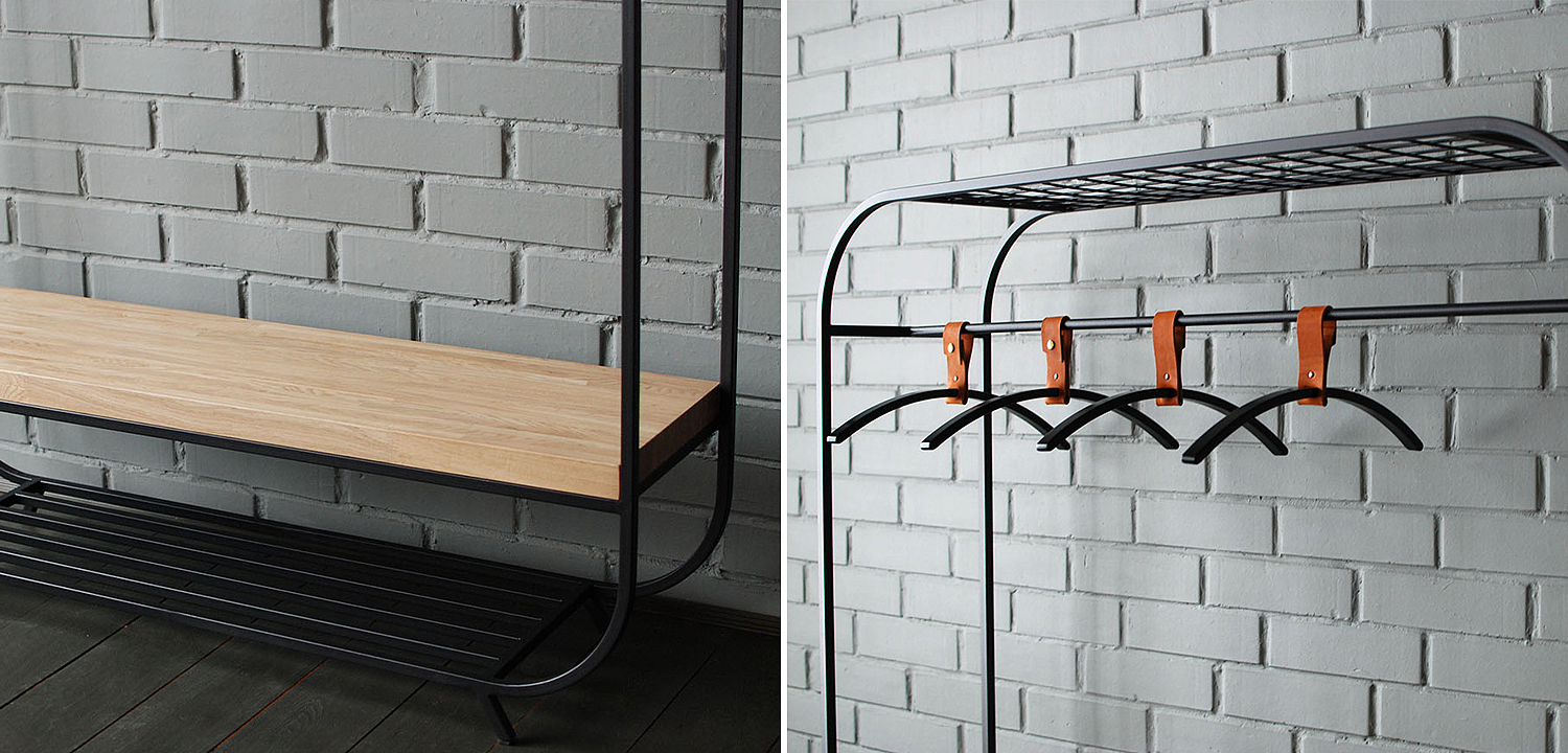 Рейл Jethro Industrial Metal Rust Clothes Rail Black Рейл Jethro Industrial Metal Rust Clothes Rail Black - Loft-Concept в Волгограде