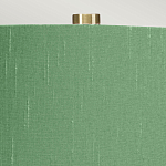 Настольная лампа с белым фигурным основанием на латунном основании и зеленым тканевым конусным абажуром Elstead Lighting варинант исполнения - 2 | Loft Concept в Волгограде