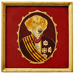 Картина в квадратной раме Chinoiserie Labrador Dog Red Portrait варинант исполнения - 1 | Loft Concept в Волгограде