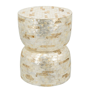 Приставной столик с мозаичным рисунком из раковин устриц Bone Inlay