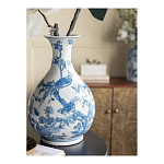 Ваза с мотивами цветущего сада с попугаями Blue Vase Inspired by Nature варинант исполнения - 6 | Loft Concept в Волгограде