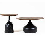 Столик журнальный с круглой деревянной столешницей на черном фактурном основании Bourgeon варинант исполнения - 3 | Loft Concept в Волгограде