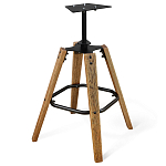 Барный стул со спинкой и металлической подставкой на 4-х деревянных ножках Зеленый Велюр Vendramin Chair варинант исполнения - 4 | Loft Concept в Волгограде