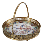 Блюдо фарфоровое с бронзовой ручкой Paradise Dish with Handle варинант исполнения - 1 | Loft Concept в Волгограде