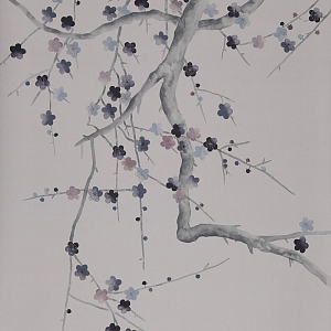 Обои ручная роспись Plum Blossom Special Colourway on Lilac Hint dyed silk