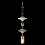 Подвесной светильник с белыми стеклянными элементами и бронзовыми вставками Высота 90 см Gabriel Scott Luna варинант исполнения - 6 | Loft Concept в Волгограде