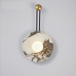 Бра круглое с каменным основанием и плафоном из стекла в форме шара Shaw Marble Lighting варинант исполнения - 1 | Loft Concept в Волгограде