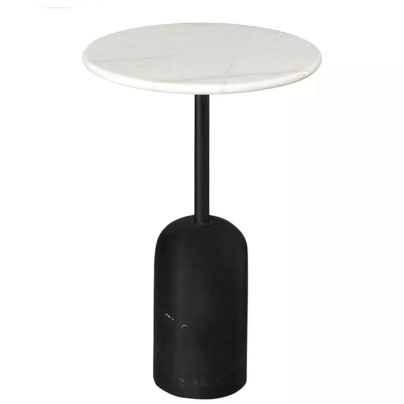 Кофейный столик с белой мраморной столешницей на черном основании Tall Coffee Black and White Table Белый Черный Кофейный столик с белой мраморной столешницей на черном основании Tall Coffee Black and White Table Белый Черный в Волгограде | Loft Concept