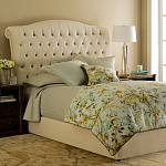 Кровать двуспальная бежевая с основанием из массива дуба с мягким изголовьем Flax Beds варинант исполнения - 1 | Loft Concept в Волгограде