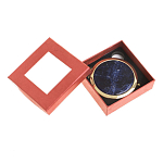 Зеркало карманное круглое двухстороннее из натурального камня Содалит в подарочной упаковке Gold Stone Mirrors варинант исполнения - 3 | Loft Concept в Волгограде