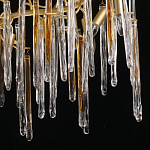 Люстра линейная золотого цвета с декоративными ветвями и длинными стеклянными подвесками в форме сосулек Droplet Chandelier варинант исполнения - 5 | Loft Concept в Волгограде