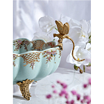 Чаша из голубого фарфора на бронзовых ножках с рисунком цветов и фигурками стрекоз Blue Garden варинант исполнения - 6 | Loft Concept в Волгограде