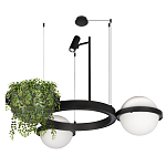 Подвесной светильник с 2-мя шарообразными плафонами и цилиндрическим спотом Light of Еyes варинант исполнения - 6 | Loft Concept в Волгограде