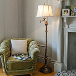 Торшер классического стиля цвета темная бронза с бежевым льяным абажуром Feiss варинант исполнения - 2 | Loft Concept в Волгограде