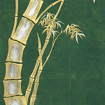 Обои ручная роспись Bamboo Golden on Edo Green India tea paper варинант исполнения - 2 | Loft Concept в Волгограде