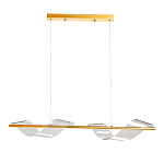 Люстра линейная золотистого цвета с двумя прозрачными волнистыми элементами Wave Line варинант исполнения - 2 | Loft Concept в Волгограде