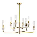 Люстра с 8-ю плафонами в форме стеклянных трубок и мраморных декоративных элементов Montreal варинант исполнения - 7 | Loft Concept в Волгограде