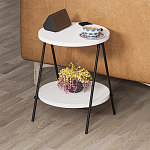 Стол приставной с 2-мя круглыми белыми столешницами ESSEL SIDE TABLE WHITE варинант исполнения - 8 | Loft Concept в Волгограде