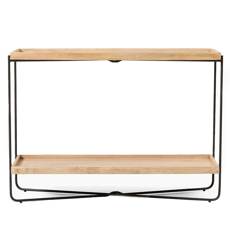 Консоль деревянной столешницей и полкой Wooden Table Top and Shelf Бежевый Черный Консоль деревянной столешницей и полкой Wooden Table Top and Shelf Бежевый Черный в Волгограде | Loft Concept