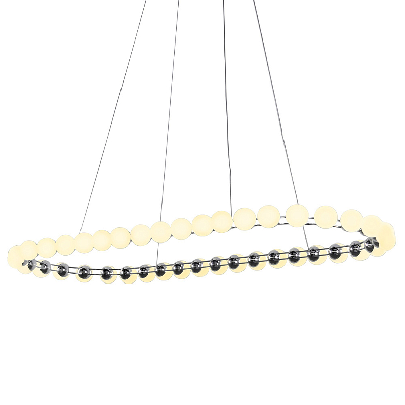 Люстра подвесная светодиодная с круглыми плафонами белого цвета PEARLS Suspension 100 Хром Латунь Белый Люстра подвесная светодиодная с круглыми плафонами белого цвета PEARLS Suspension 100 Хром Латунь Белый в Волгограде | Loft Concept