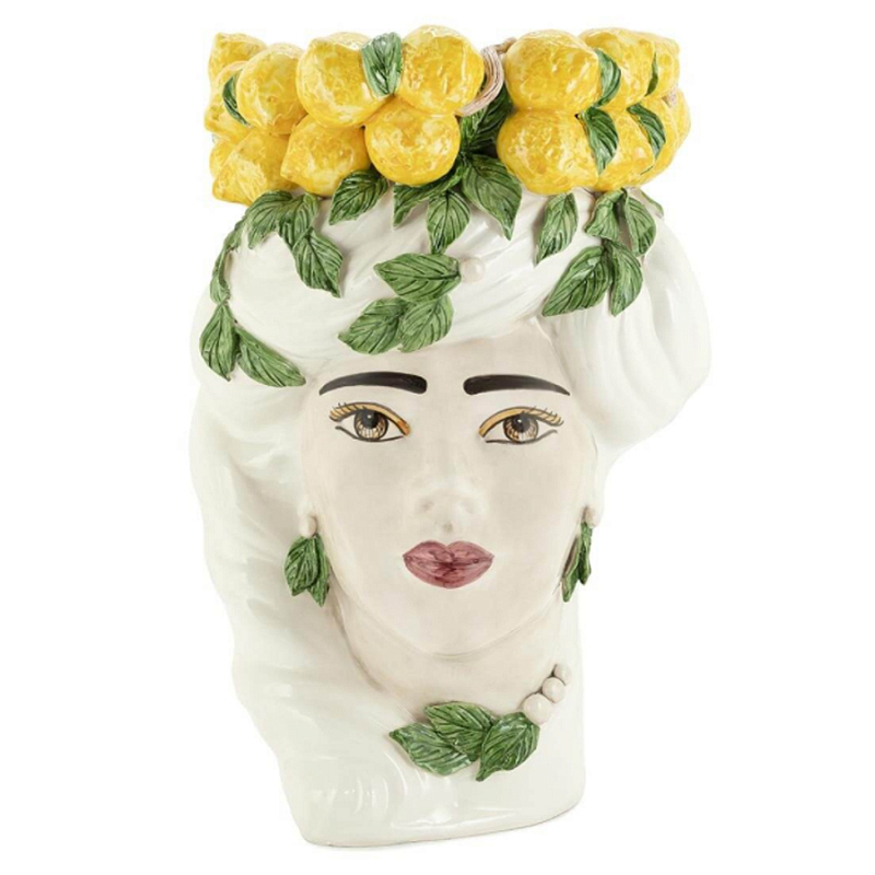 Ваза VASE LEMON HEAD LADY BIG Желтый Белый Ваза VASE LEMON HEAD LADY BIG Желтый Белый в Волгограде | Loft Concept