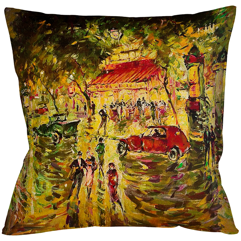 Подушка декоративная с цветным принтом Impressionism in Paris Мульти Бежевый Подушка декоративная с цветным принтом Impressionism in Paris Мульти Бежевый в Волгограде | Loft Concept