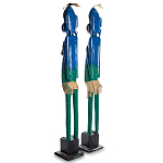 Комплект из 2-х деревянных статуэток Asmat Statuettes Blue Green варинант исполнения - 5 | Loft Concept в Волгограде