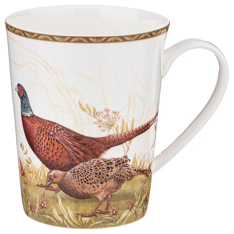 Кружка из фарфора с изображением фазанов 480 мл Hunting Porcelain Collection Белый Коричневый Мульти Кружка из фарфора с изображением фазанов 480 мл Hunting Porcelain Collection Белый Коричневый Мульти в Волгограде | Loft Concept