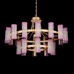 Люстра двухъярусная круглая с текстурными цилиндрическими плафонами Glimpse варинант исполнения - 1 | Loft Concept в Волгограде