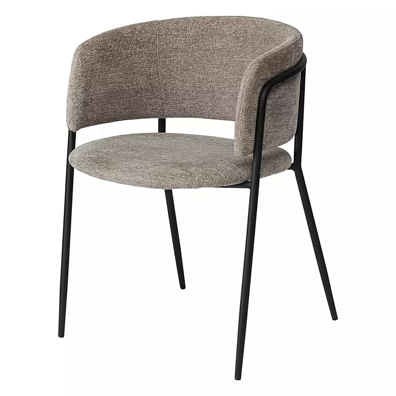 Стул полукруглый с каркасом из металла и мягким сиденьем и спинкой Soft Chenille Черный Капучино Стул полукруглый с каркасом из металла и мягким сиденьем и спинкой Soft Chenille Черный Капучино в Волгограде | Loft Concept