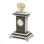 Часы настольные бронзовые с Гербом России из натурального камня Змевик Stone Clock варинант исполнения - 2 | Loft Concept в Волгограде