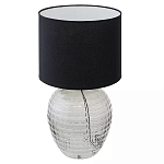 Настольная лампа с черным цилиндрическим тканевым абажуром и фактурным прозрачным основанием Black Cone варинант исполнения - 1 | Loft Concept в Волгограде