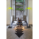 Дизайнерское кресло на металлическом каркасе с подставкой для ног Poltronova Mies Armchair варинант исполнения - 6 | Loft Concept в Волгограде