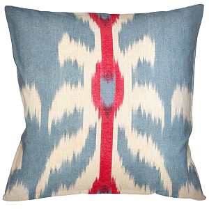 Декоративная подушка Ikat Pattern Голубая с красной линией