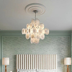 Люстра  с каскадом из круглых декоративных элементов  White Clear Glass Chandelier варинант исполнения - 5 | Loft Concept в Волгограде