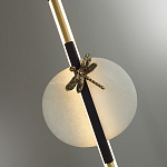 Подвесной светильник с шарообразным плафоном из алебастра и бронзовой декоративной стрекозой Alaris  варинант исполнения - 6 | Loft Concept в Волгограде