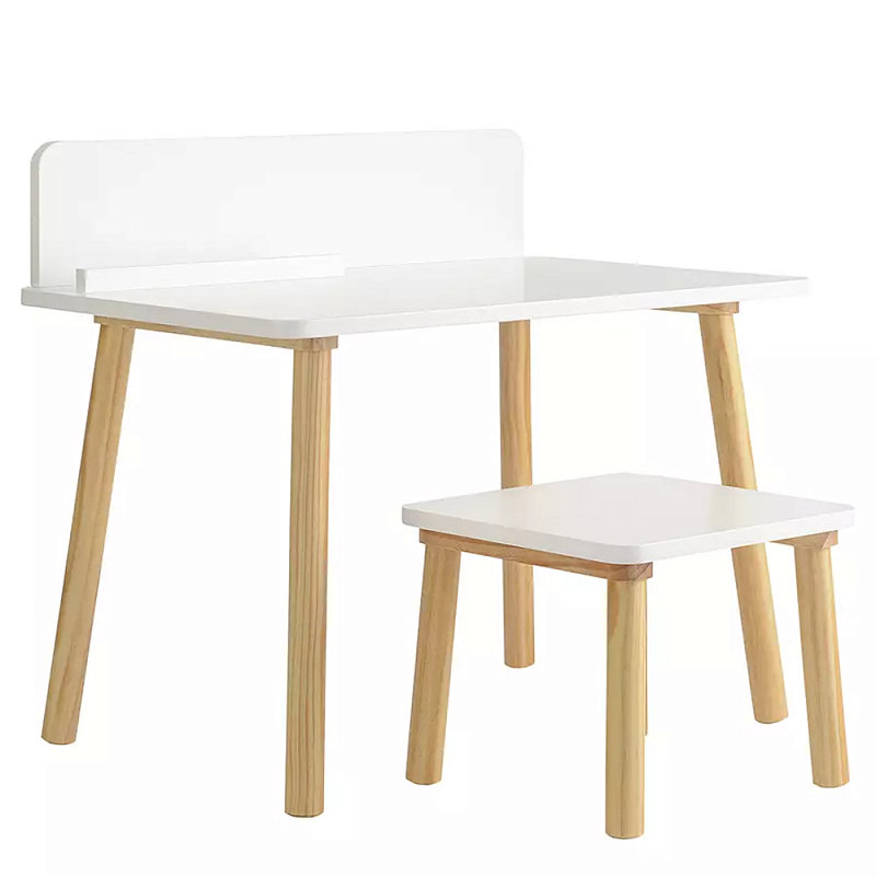 Набор детской мебели белый Childrens Table with Stool Белый Голубой Набор детской мебели белый Childrens Table with Stool Белый Голубой в Волгограде | Loft Concept