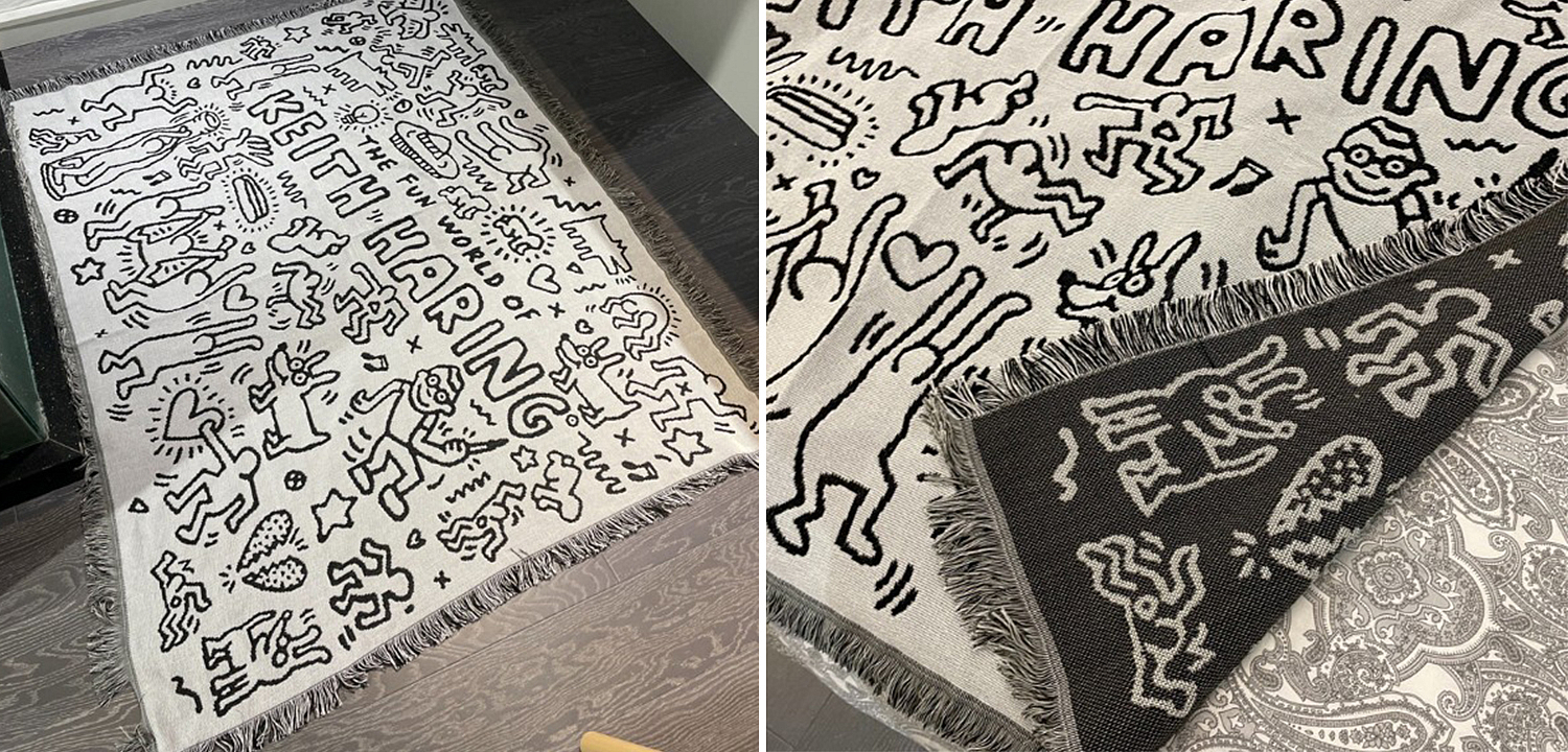 Покрывало граффити черно-белое Кит Харинг Keith Haring Bed Сover Покрывало граффити черно-белое Кит Харинг Keith Haring Bed Сover - Loft-Concept в Волгограде