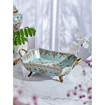 Блюдо прямоугольное из голубого фарфора с ручками и рисунком птиц и цветов Blue Garden варинант исполнения - 2 | Loft Concept в Волгограде