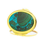 Зеркало карманное складное овальное из натурального камня Малахит с Хризоколлой Gold Stone Mirrors варинант исполнения - 2 | Loft Concept в Волгограде