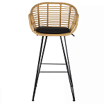 Стул барный с ротанговым плетением Half Bar Chair with Wicker с подлокотниками варинант исполнения - 1 | Loft Concept в Волгограде