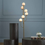 Торшер с 6-ю белыми стеклянными плафонами в форме шаров Gooseneck Pelle Chandelier варинант исполнения - 2 | Loft Concept в Волгограде