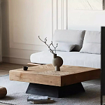 Дизайнерский журнальный стол квадратный с черным трапециевидным основанием Wokab варинант исполнения - 3 | Loft Concept в Волгограде