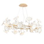 Люстра круглая с белыми лепестками из керамики и прозрачными хрустальными цветками Диаметр 82 см Wintery flovers варинант исполнения - 1 | Loft Concept в Волгограде